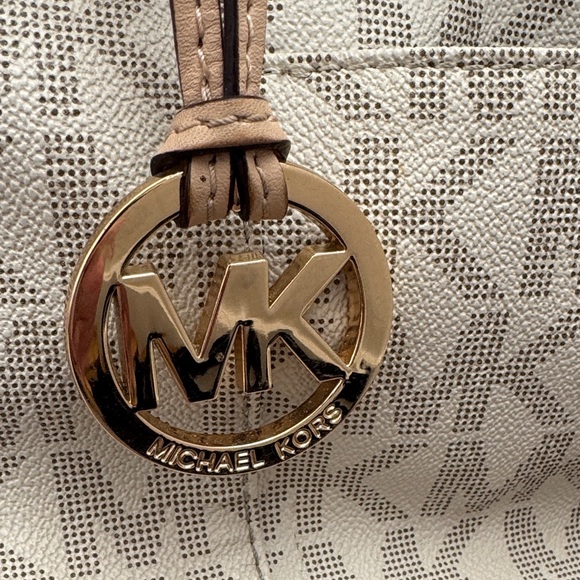 Michael Kors Beige and Gold Signature Tote - Picture 2 of 14